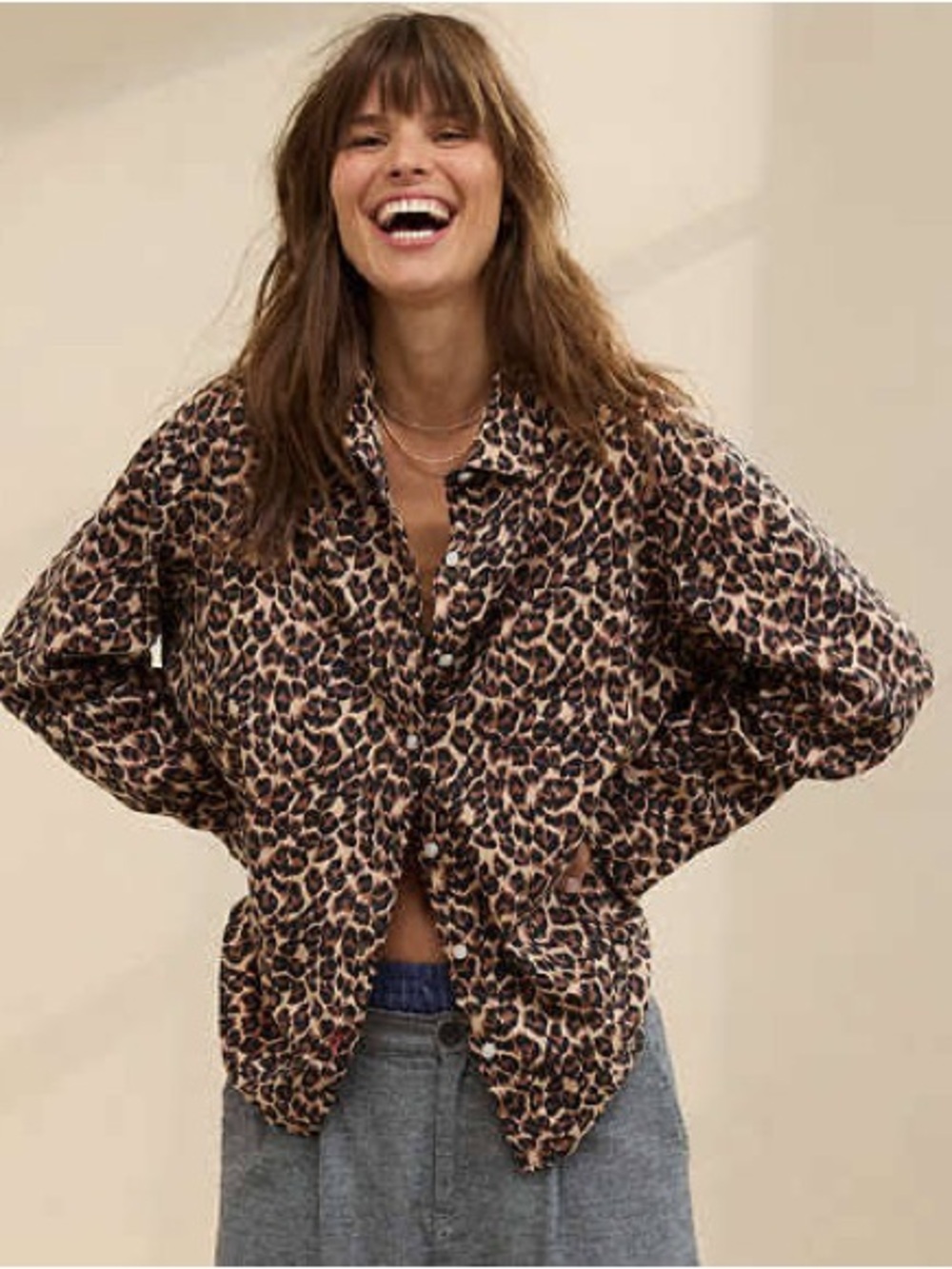 Aerie Off Duty Flannel Leopard Print Pajama Set